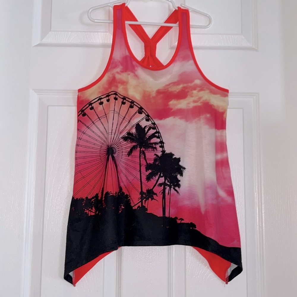 Girl’s Justice Tank or Swimsuit cover, 10, sunset, Ferris wheel, palm trees